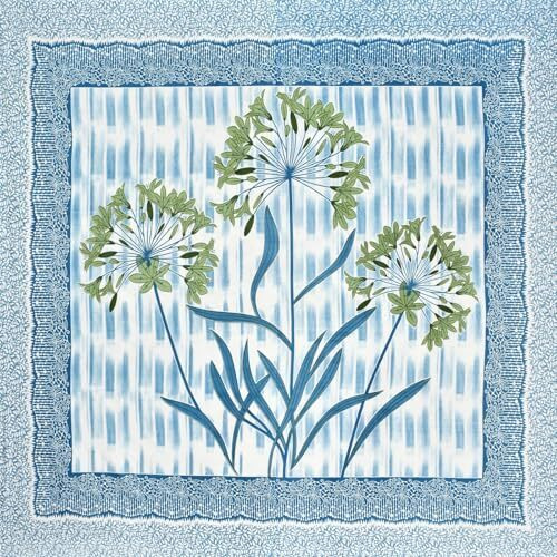 Bhavya Apparel 3 Piece King Size Cotton Bedsheet For Double Bed With 2 Pillow Cover, Printed Elastic Fitted Double Bedsheet 310 Threadcount (Floral-Sky-Blue)