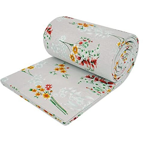 Story@Home Microfiber Arena Zipper Duvet Cover, Ac Blanket Double Bed, Dohar Double Bed, Soft Blanket For Summer, Light-Weight, Reversible | Cream | Floral | 221 Cm X 254 Cm,180Tc