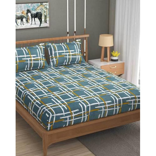 Akshya King Size Double Bed Bedsheet Microfiber Cotton Feel Elastic Bedsheet, Floral Design Bed Spread With 2 Pillow Covers, Wrinkle Free Hypo-Allergenic Bedsheets/Bedcover