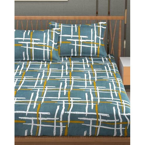 Akshya King Size Double Bed Bedsheet Microfiber Cotton Feel Elastic Bedsheet, Floral Design Bed Spread With 2 Pillow Covers, Wrinkle Free Hypo-Allergenic Bedsheets/Bedcover
