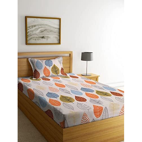 Engunias Prime Collection 220Tc 1 Single Bedsheet With 1 Free Pillow Covers Soft-Touch Glace Cotton Skin Friendly 230X230Cm Single Bedsheet For Single Bed