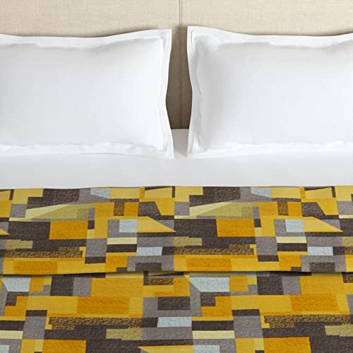 Story@Home Microfiber Arena Zipper Duvet Cover, Ac Blanket Double Bed, Dohar Double Bed, Soft Blanket For Summer, Light-Weight, Reversible | Mustard | Geometric | 221 Cm X 254 Cm,180Tc