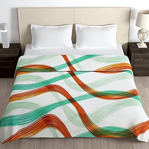 Story@Home Microfiber Arena Duvet Cover, Ac Blanket Double Bed, Dohar Double Bed, Soft Blanket For Summer, Light-Weight, Reversible | Teal | Abstract | 221 Cm X 254 Cm