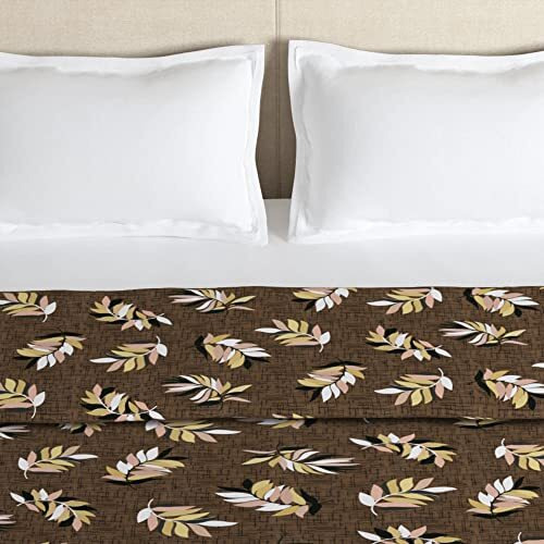 Story@Home Microfiber Arena Duvet Cover, Ac Blanket Double Bed, Dohar Double Bed, Soft Blanket For Summer, Light-Weight, Reversible | Chocolate Truffle | Leaf | 221 Cm X 254 Cm