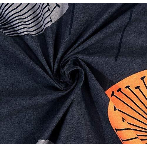 Engunias Single Bed Cotton Feel 100% Glace Cotton Bedsheet Set Of 1 Bedsheet With 1 Pillow Covers (1 Single Bed Bedsheets With 1 Pillow Covers) Smiley Design 1 (Grey & Orange)