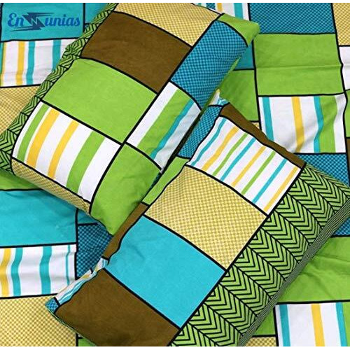 Engunias Prime Collection Microfiber Lite Weight 154 Tc Double Size (90 X 90) Bedsheet With 2 Free Maching Pillow Covers Color-Green Geomatrix