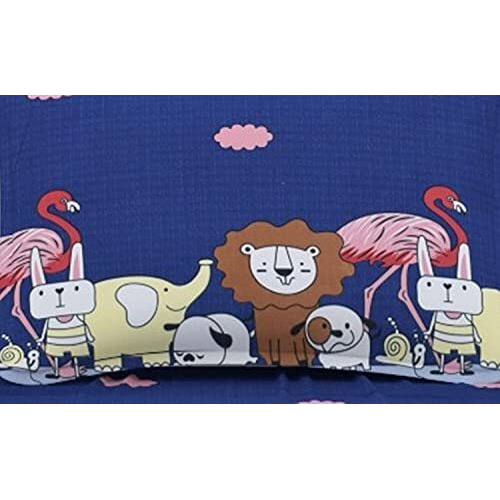 Pnp Textiles Animal Carnival Kids Double Bedsheet With 2 Pillow Covers Cute Cartoon Printed Bed Cover Made With Pure Microfiber (Bedsheet Size 90X90 Inch)(Colour-Blue And Grey)