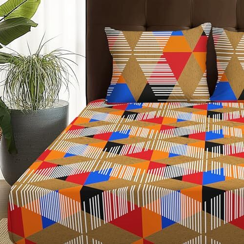 Story@Home Bedsheet For Double Bed | 180 Tc | Multicolor | Abstract | 1 Piece Microfiber Bedsheet For Double Bed With 2 Pillow Covers (225X250Cm) Perfect For Home Decor & Gifting | Microfiber Bedsheet