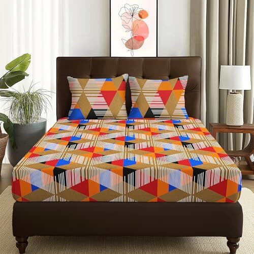 Story@Home Bedsheet For Double Bed | 180 Tc | Multicolor | Abstract | 1 Piece Microfiber Bedsheet For Double Bed With 2 Pillow Covers (225X250Cm) Perfect For Home Decor & Gifting | Microfiber Bedsheet