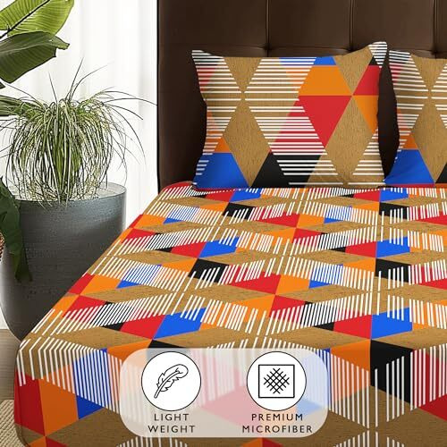 Story@Home Bedsheet For Double Bed | 180 Tc | Multicolor | Abstract | 1 Piece Microfiber Bedsheet For Double Bed With 2 Pillow Covers (225X250Cm) Perfect For Home Decor & Gifting | Microfiber Bedsheet