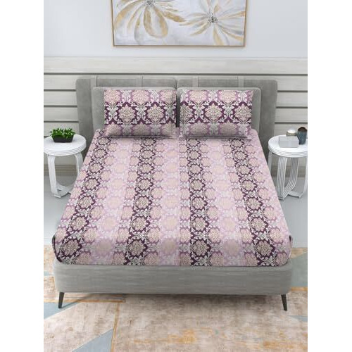 Cozy Furnish Super Soft Microfiber Cotton King Size Bedsheet With 2 Pillow Covers | Printed Design | 150 Tc | 108X108 Inches Bedsheet | 17X27 Inches Pillow Covers For All Occasions