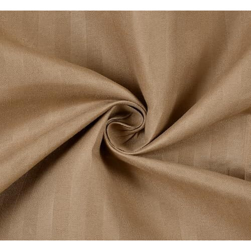 Ultica Fab 210 Tc Glace Cotton Satin Stripes Plain Color King Size Bedsheet For Double Bed With Two Pillow Covers For Home-Hotels-Guest House 90X100 Inch Brown