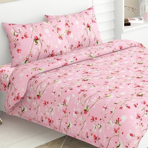 Haus & Kinder Bedsheet,100% Cotton Double Bed Bed Sheet, 186 Tc Pure Cotton Bedsheet For Queen Size Bed, Cotton Double Bedsheets With 2 Pillow Covers,Svr