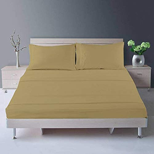 Linenaffairs 1800 Brushed Microfiber Bedsheet/Bedsheets - Flat Sheet With 2 Pillow Cover - Taupe Solid_Double