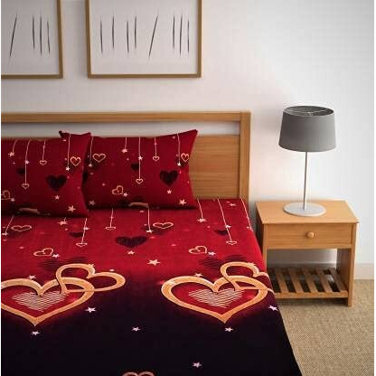 Engunias  King Collection 154 Tc Polycotton 3D Double Bedsheet With 2 Pillow Covers (90 X 90 , King Size )