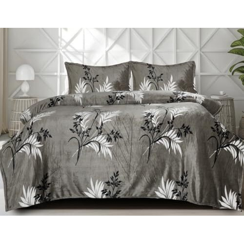 Homefort 220 Gsm Flannel Super Warm Bedsheets For Winter King Size Bed (95X90 Inches) With 2 Pillow Cover Size