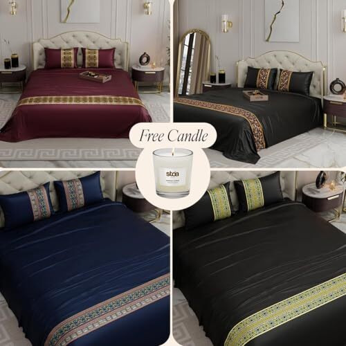 Stoa Paris Premium Bedsheet Set Combo, Free For Home, Luxury Gift Bedding Set For Festive Season, Versailles Collection, Set Of 4, Bedsheets And Pillow Covers For Festive Gifting