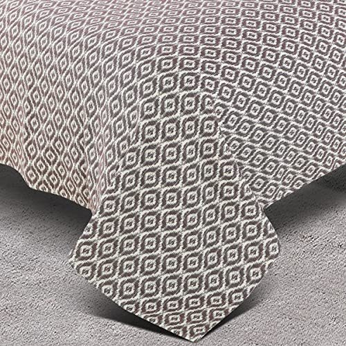 Victor King Size Light Weight Super Soft Easy Care 100% Combed Cotton Geometrical Desgin Double Bedsheet/Bed Cover With 2 Pillow Covers (91X106 Inch, Coffee)