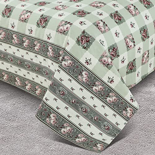 Victor King Size Light Weight Super Soft Easy Care Cotton Floral Desgin Double Bedsheet/Bed Cover With 2 Pillow Covers (91X106 Inch, Green & Maroon)