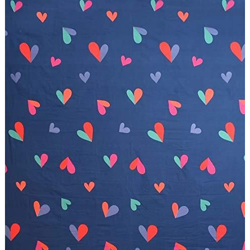 Engunias Prime Collection Polycotton 144 Tc Colorfull Heart Abstract Design Double Sized Bedsheet With 2 Free Matching Pillow Covers (90 * 90 Inch Color Code-Dark Blue)