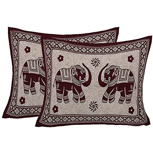 Manavrachit Cotton 210 Tc Flat Bedsheet With 2 Pillow Covers King Size Rajasthani Sanganeri Jaipuri Print Soft Fabric For Bed Room, Hotel, Home And Living Room(90X100 Inches)(Brown)