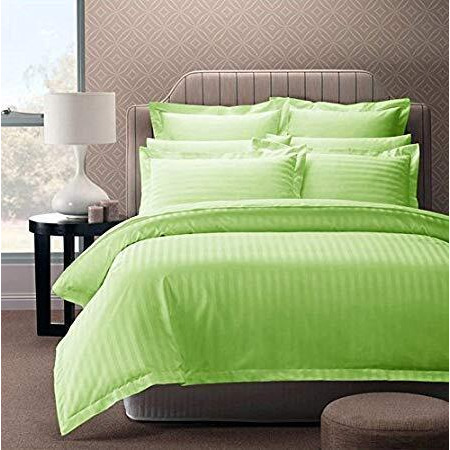 Ein Sof 300 Tc Premium Satin Striped King Size (9Ftx9Ft) Double Bed Bedsheet  100% Cotton, Green