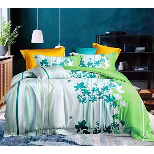 Bhaiji's Xxl King Size 100% Pure Cotton Bedsheet 108X108 Inch- 300 Tc (Turqouise Green)