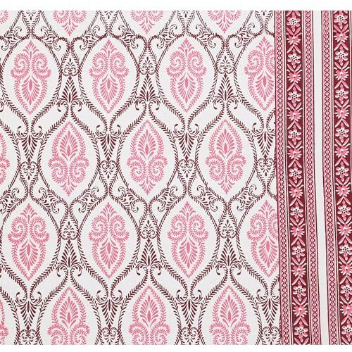 Tamasvini 100% Cotton 144 Tc 1 Bedsheet With 2 Pillow Covers Sanganeri Jaipuri Print (Size 90 Inches X 108 Inches) Standard King Size Bedsheet For Home And Living Room (Red Boota)
