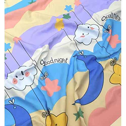 Pnp Textiles Good Night Single Bedsheet Cartoon Print For Kids Room Single Bed Made With Pure Microfiber (Size 60 X 90 Inches) 1 Bedsheet + 1 Pillow Cover (Color-Beige)