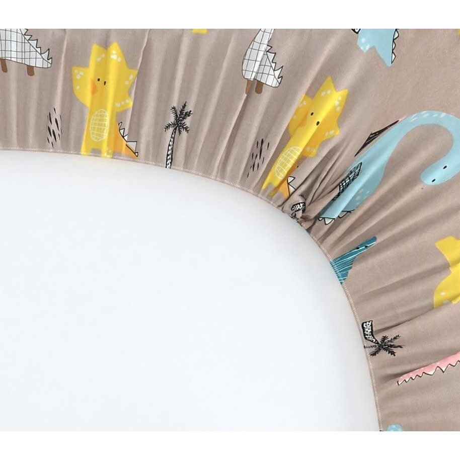 Tarain Collection 210 Tc Pure Cotton Fitted Elastic Double Bedsheet With 2 Pillow Covers 18 Inch X 28 Inch (Bluess) 72 Inch X 78 Inch + 10 Inch ((Beige Dragon))