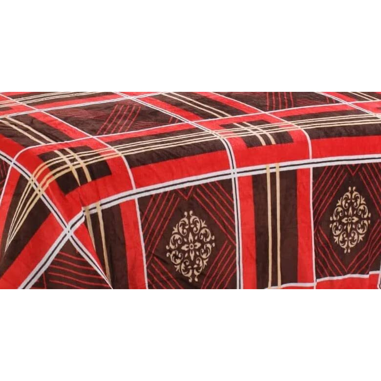 Nivasam Fleece Winter King Size Woolen Warm Double Bedsheet With 2 Pillow Covers Premium Luxury Design Reversible - 228X269 (Plaid Red Brown)
