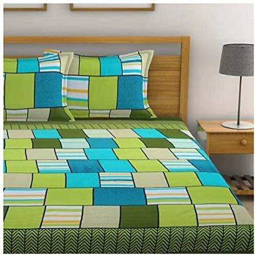 Engunias 180Tc 3D Beautiful Polycotton Double Bedsheets With 2 Maching Pillow Covers Size 228X228 Cm (Green)