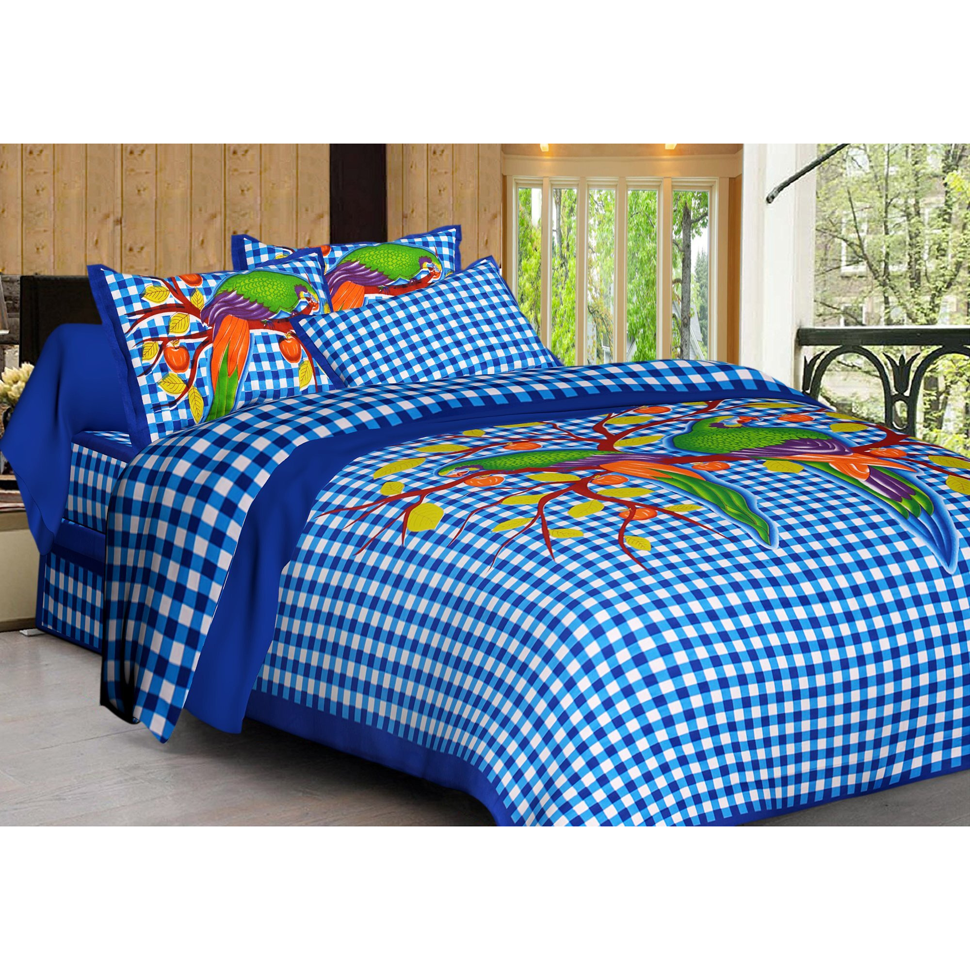 Dreamkraft Jaipuri Print King Size Cotton Bedsheet With 2 Pillow Covers( 250X230 Cm)