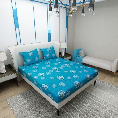 Glassiano Silk Touch Soft Feel Breathable Printed Premium Bedsheet For Double Bed With 2 Pillow Covers