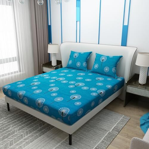 Glassiano Silk Touch Soft Feel Breathable Printed Premium Bedsheet For Double Bed With 2 Pillow Covers