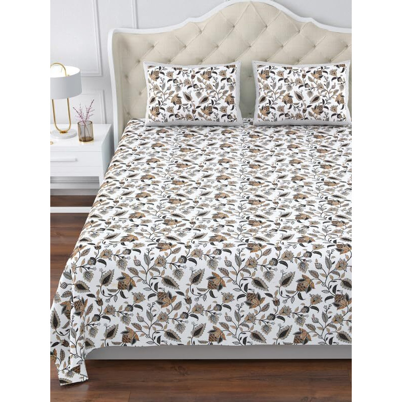 Kotts & Stitch King Size Jaipuri Cotton Bedsheet With 2 Pillow Covers, Traditional Jaal Print, 100X108 Inches, Lightweight, Shrink-Resistant, Breathable, And Wrinkle-Resistant
