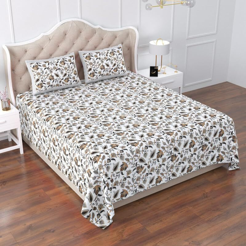 Kotts & Stitch King Size Jaipuri Cotton Bedsheet With 2 Pillow Covers, Traditional Jaal Print, 100X108 Inches, Lightweight, Shrink-Resistant, Breathable, And Wrinkle-Resistant