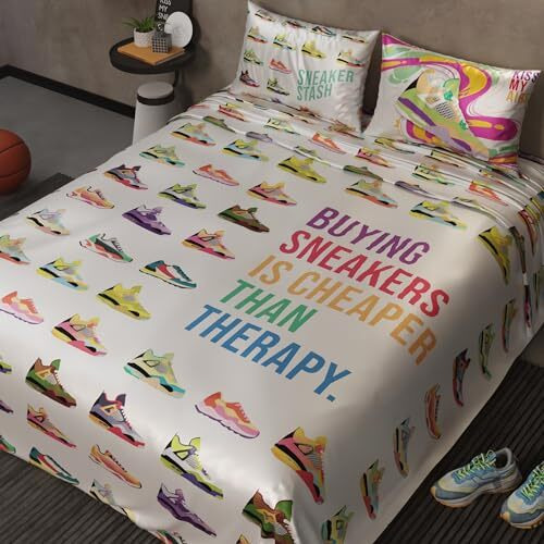 Quirkloom Bedsheet Set For Double Bed, Premium Satin Bedsheets With Pillow Covers, Quirky Printed Bed Sheet, Dunk Dreams