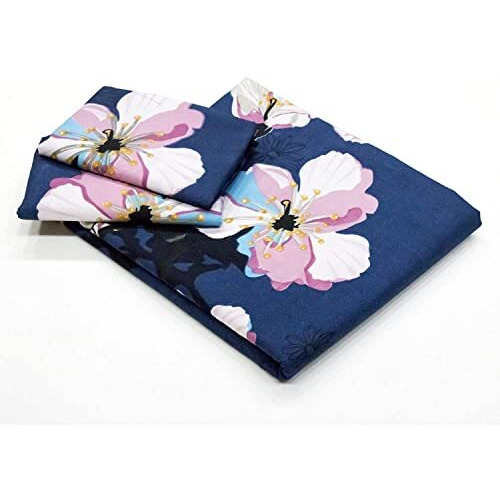 Filymore Blue Flw Design 240 Tc Single Bed Sheet With 1 Pillow Covers - Vibrant Floral Print, 100% Microfiber, Blue Color, Small Size Bedspread (90X60 Inches)