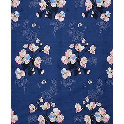 Filymore Blue Flw Design 240 Tc Single Bed Sheet With 1 Pillow Covers - Vibrant Floral Print, 100% Microfiber, Blue Color, Small Size Bedspread (90X60 Inches)