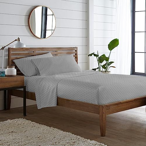 Blue Dahlia 500Tc Cotton Flat Bedsheet (King Size, Grey) Solid Bed Sheet For Double Bed, 1 Flat Sheet(108&quotX108")& 4 Pillow Covers(18&quotX28") Premium Bedding Set Oeko-Tex Certified