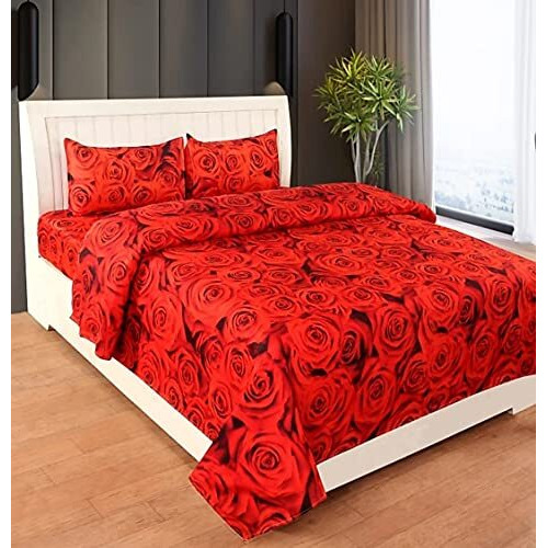 Engunias Prime Collection Polycotton144 Tc Premium Double Sized Bedsheet With 2 Free Maching Pillow Covers(90 * 90) Inch Color- Yellow Mixed Design_Unique