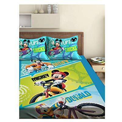 Athom Trendz Disney Mickey Mouse Cotton Double Bedsheet 270 X 270 Cm