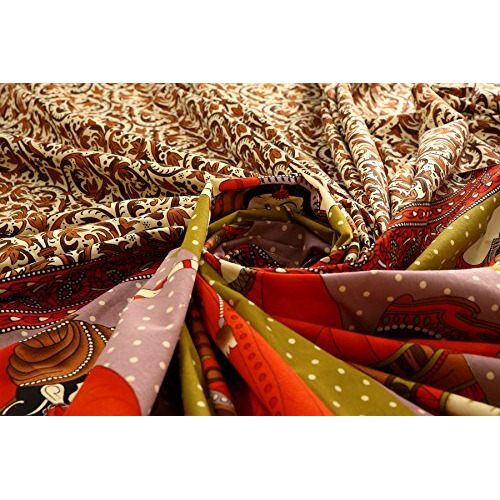 Dreamkraft Beautiful Jaipuri Traditional Sanganeri Print Cotton King Size Bedsheet With 2 Pillow Covers Traditional Indian Bedsheet (250X230 Cm)