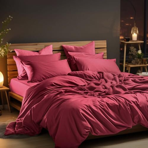 Sassoon Caldezonia Mercerised Cotton Bedsheet  300 Tc, Smooth Silky Fabric, King Size (108 X 108 Inches), Color Rosewood, Soft, Durable  1 Bedsheet + 2 Pillow Covers
