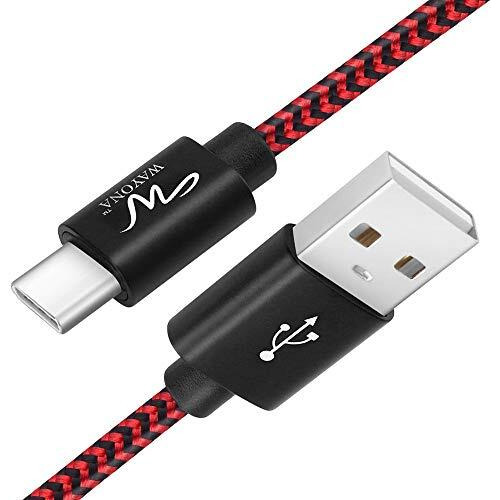 Wayona Usb Type C 65W/3A Charger Cable Fast Charging Cord For Samsung Galaxy S24, S24 Ultra, S23, S22, S21, S20 Fe, A55, M34 5G, M14, M15 5G, Iqooz9, Iphone 15 Series (3 Ft Pack Of 1, Red & Black)