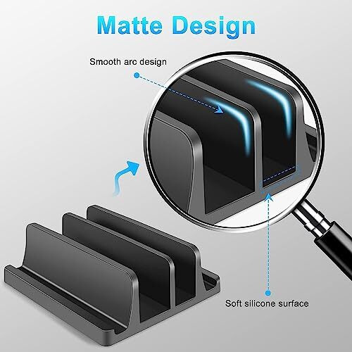 Tarkan Vertical Laptop Holder | 2-Slot Desk Space Saving Organizer Stand Fits All Laptop Sizes (Abs, Black) Organizer Stand Fits All Laptop|