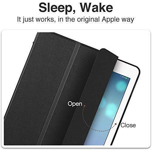 Proelite Smart Flip Case Cover For Apple Ipad 9.7 Inch 5Th/6Th Gen Air 1 Air 2 A1822 A1823 A1893 A1954 With Stylus Pen, Transparent Back, Black