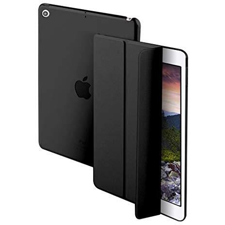 Proelite Smart Flip Case Cover For Apple Ipad 9.7 Inch 5Th/6Th Gen Air 1 Air 2 A1822 A1823 A1893 A1954 With Stylus Pen, Transparent Back, Black