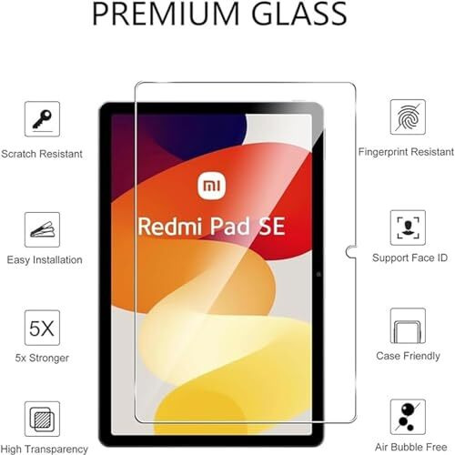 Youth Mobi Tempered Glass Screen Protector For Redmi Pad Se 11 Inch Smartphone [Scratch Resistant] [Easy Installation] [Bubble Free] [1-Pack]